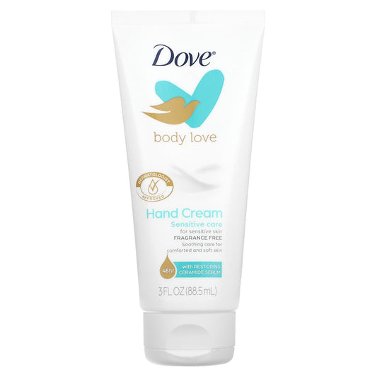 Dove-Body Love-Hand Cream-Sensitive Skin-Fragrance Free-3 fl oz (88.5 ml)