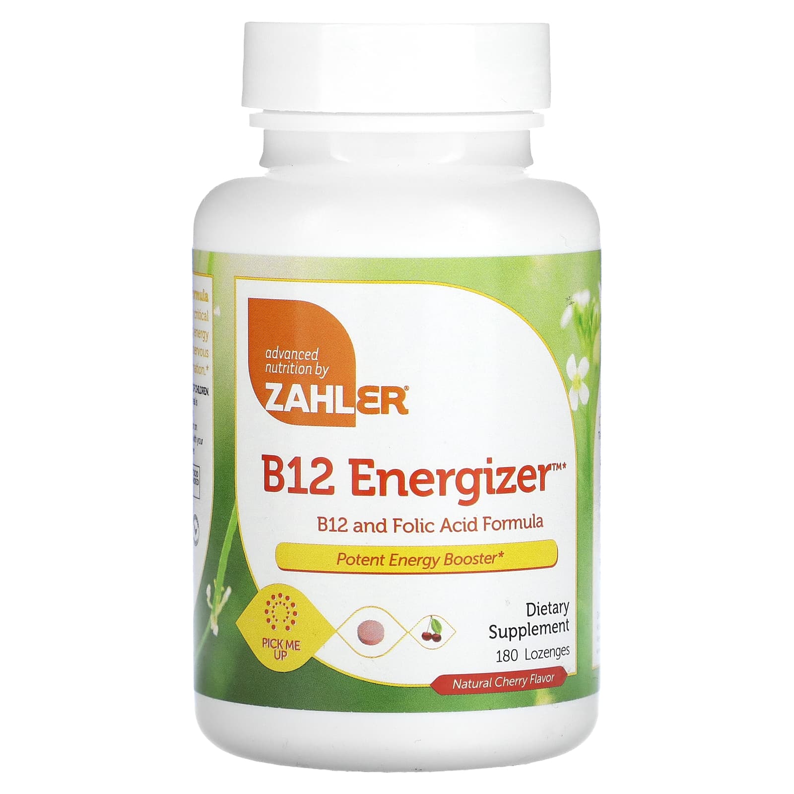 Zahler-B12 Energizer-B12 and Folic Acid Formula-Natural Cherry-180 Lozenges