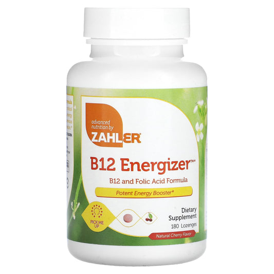 Zahler-B12 Energizer-B12 and Folic Acid Formula-Natural Cherry-180 Lozenges