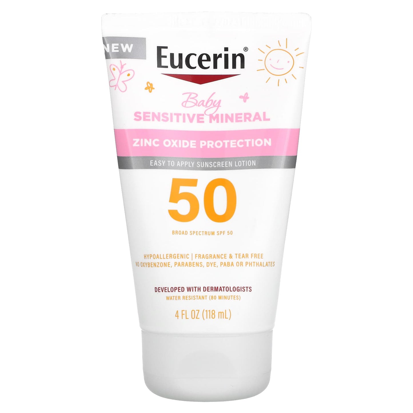 Eucerin-Baby-Sensitive Mineral Sunscreen Lotion-SPF 50-Fragrance Free- 4 fl oz (118 ml)