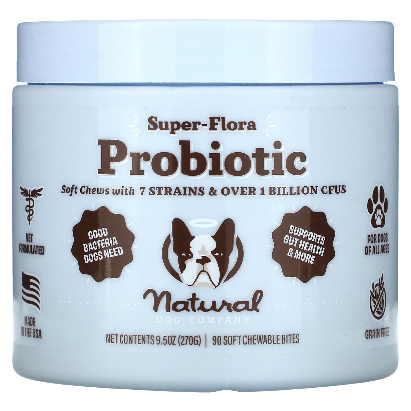 Natural Dog Company-Super-Flora Probiotic-90 Soft Chewable Bites-9.5 oz (270 g)