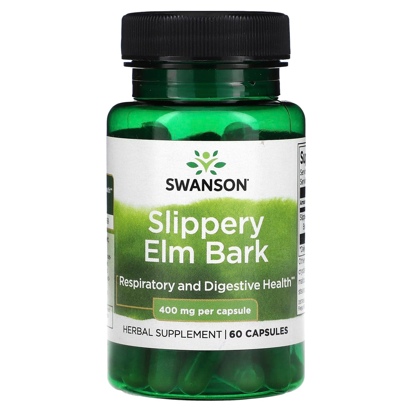 Swanson-Slippery Elm Bark -400 mg -60 Capsules