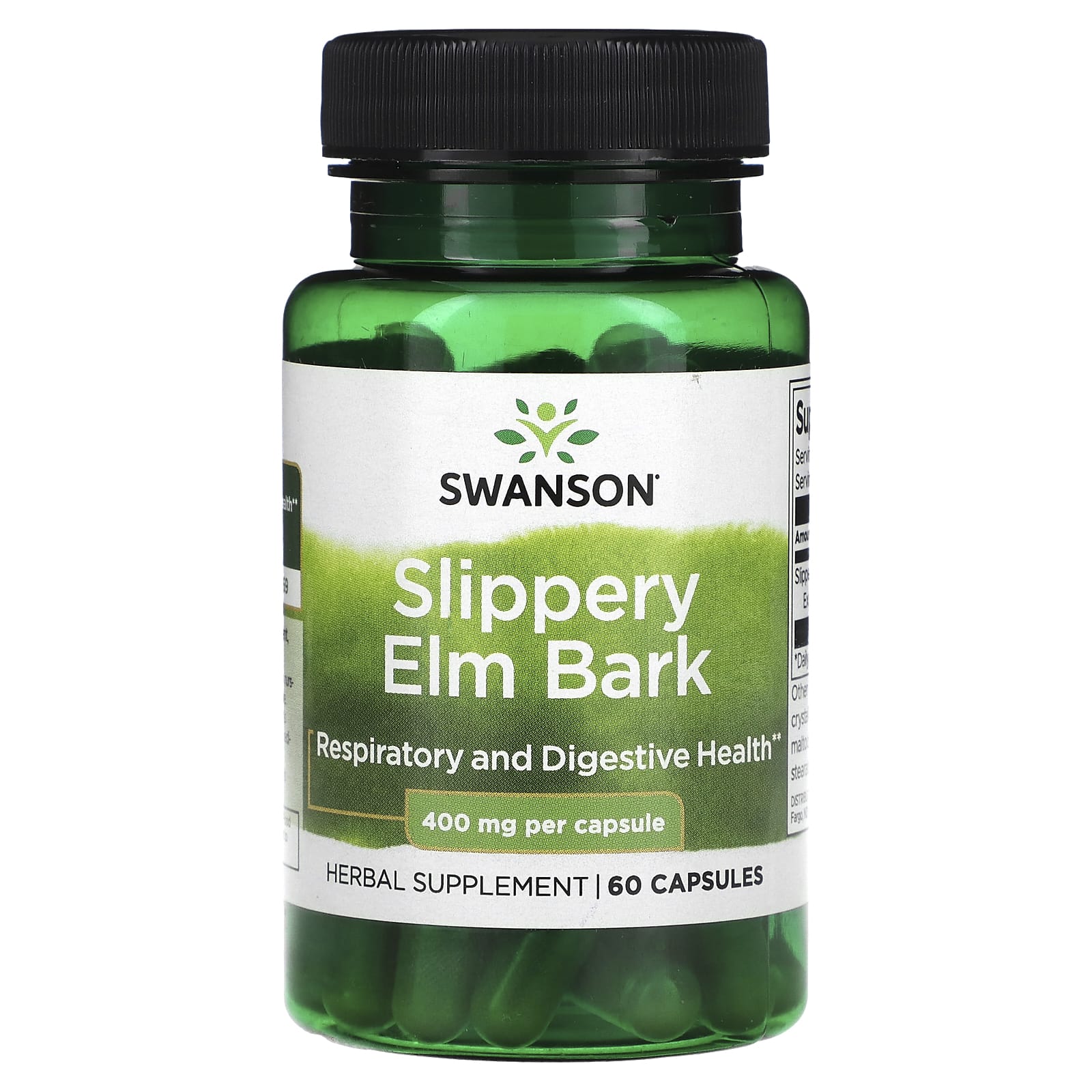 Swanson-Slippery Elm Bark -400 mg -60 Capsules