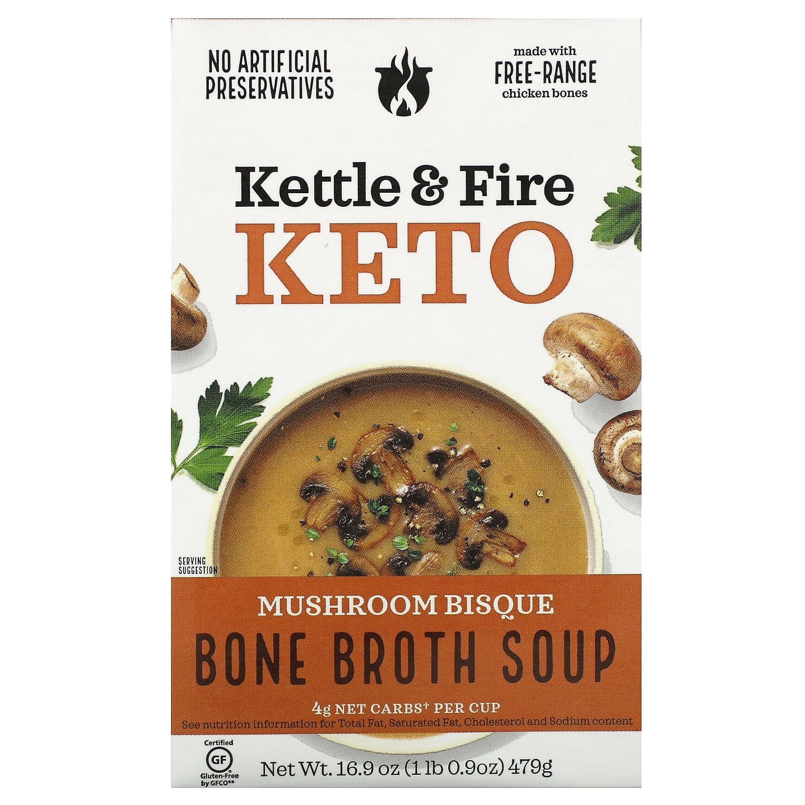 Kettle & Fire-Keto-Bone Broth Soup-Mushroom Bisque-16.9 oz (479 g)