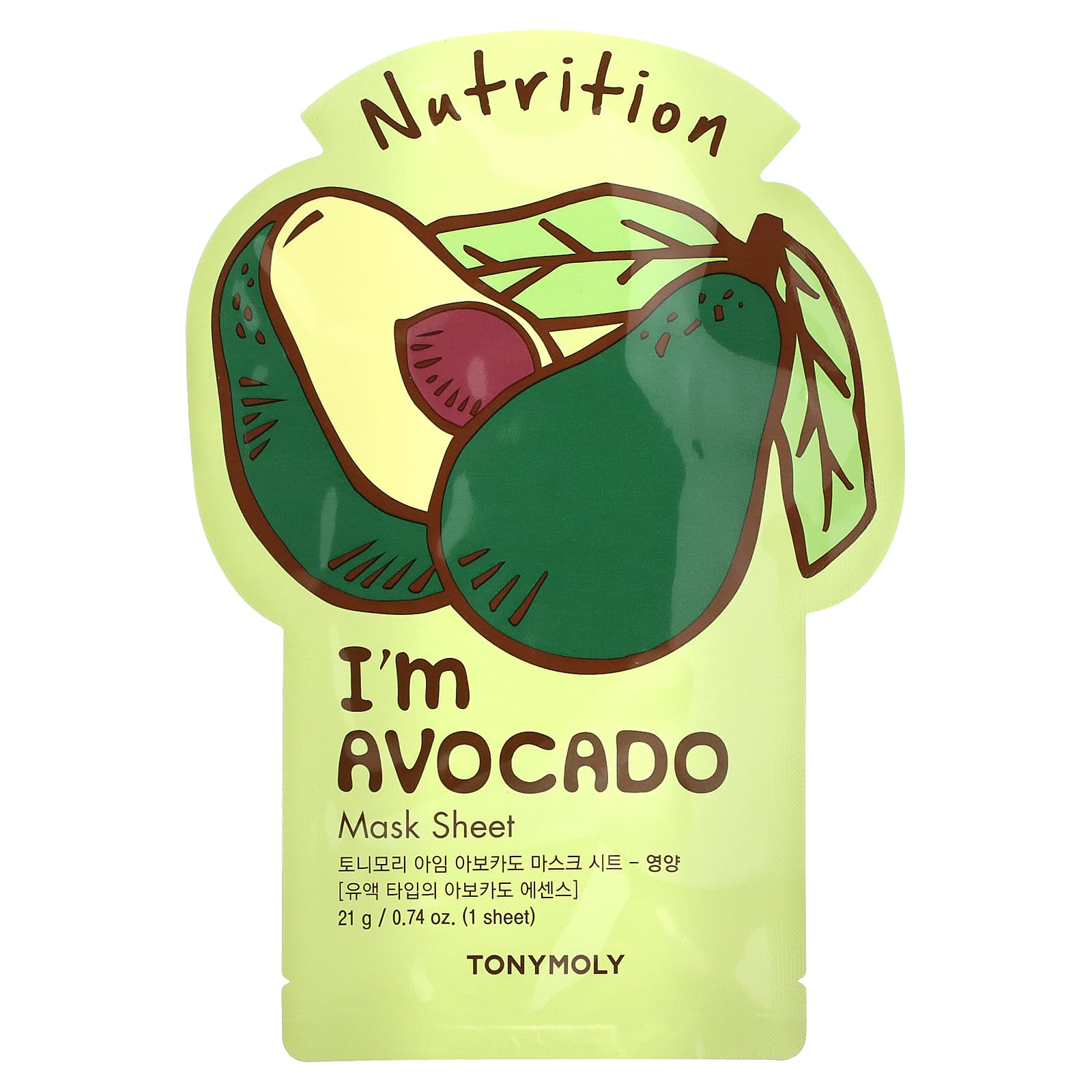 Tony Moly-I'm Avocado-Nutrition Beauty Mask Sheet-1 Sheet-0.74 oz (21 g)