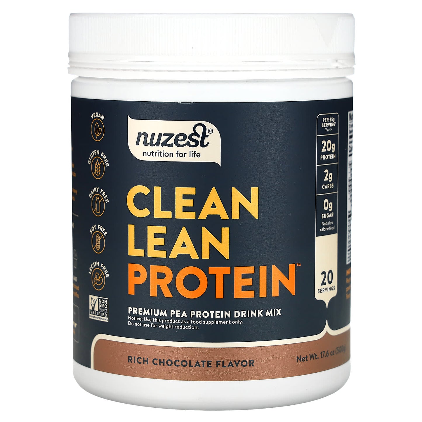 Nuzest-Clean Lean Protein-Rich Chocolate-17.6 oz (500 g)