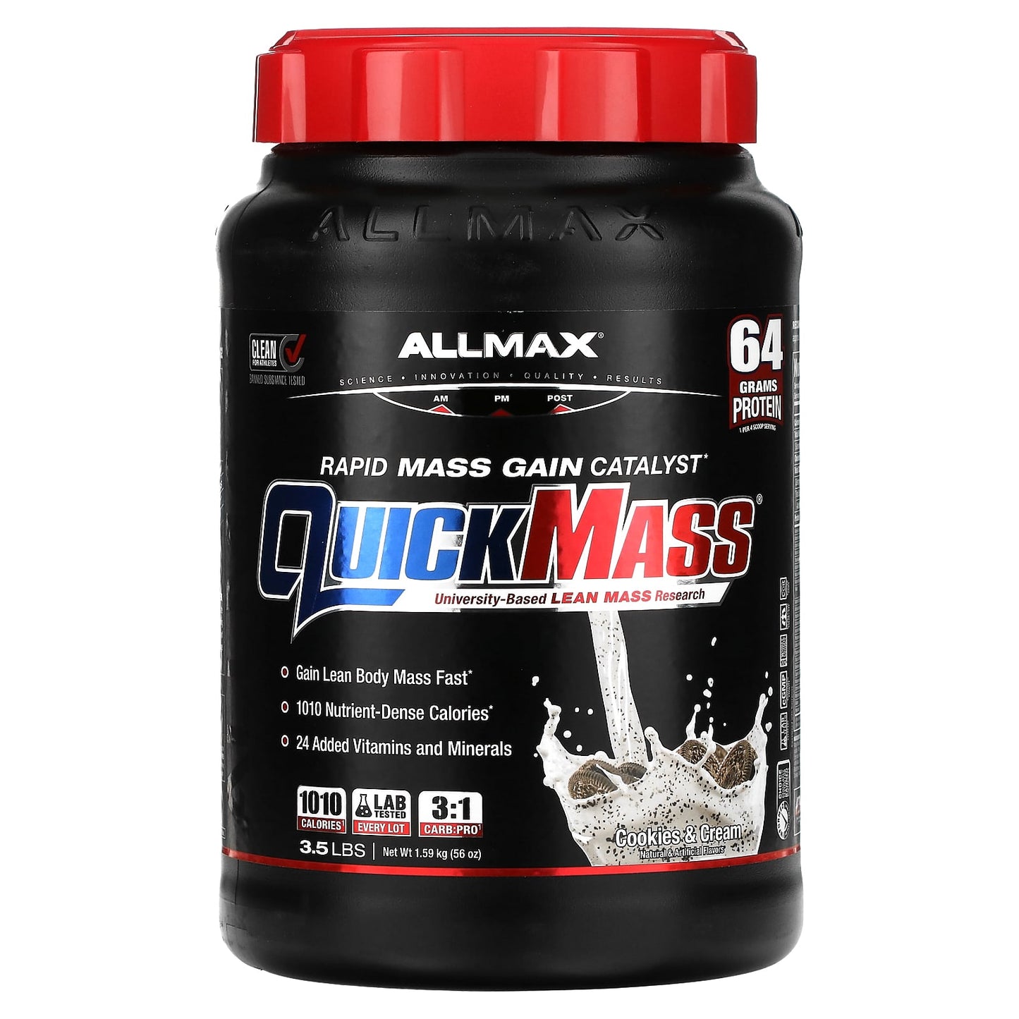 ALLMAX-QuickMass-Rapid Mass Gain Catalyst-Cookies & Cream-3.5 lbs (1.59 kg)