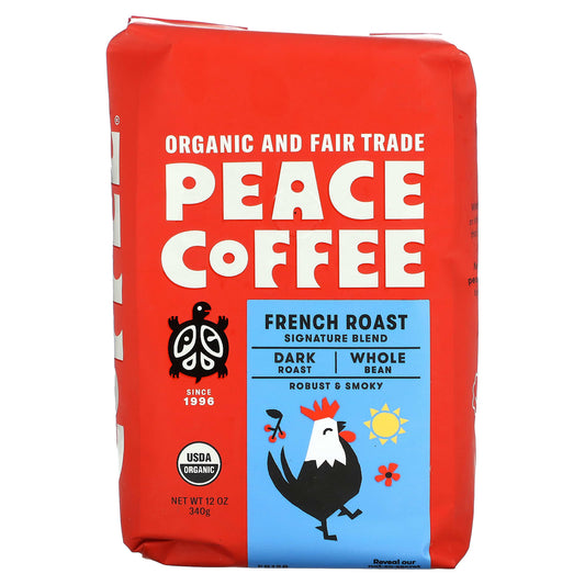 Peace Coffee-Organic French Roast-Whole Bean-Dark Roast-12 oz (340 g)