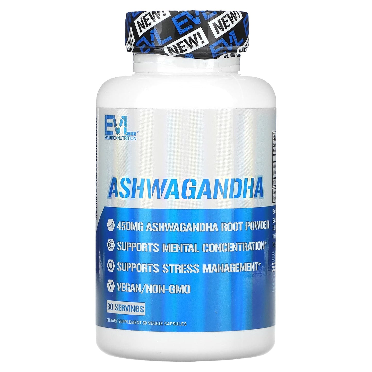 EVLution Nutrition-Ashwagandha-450 mg-30 Veggie Capsules