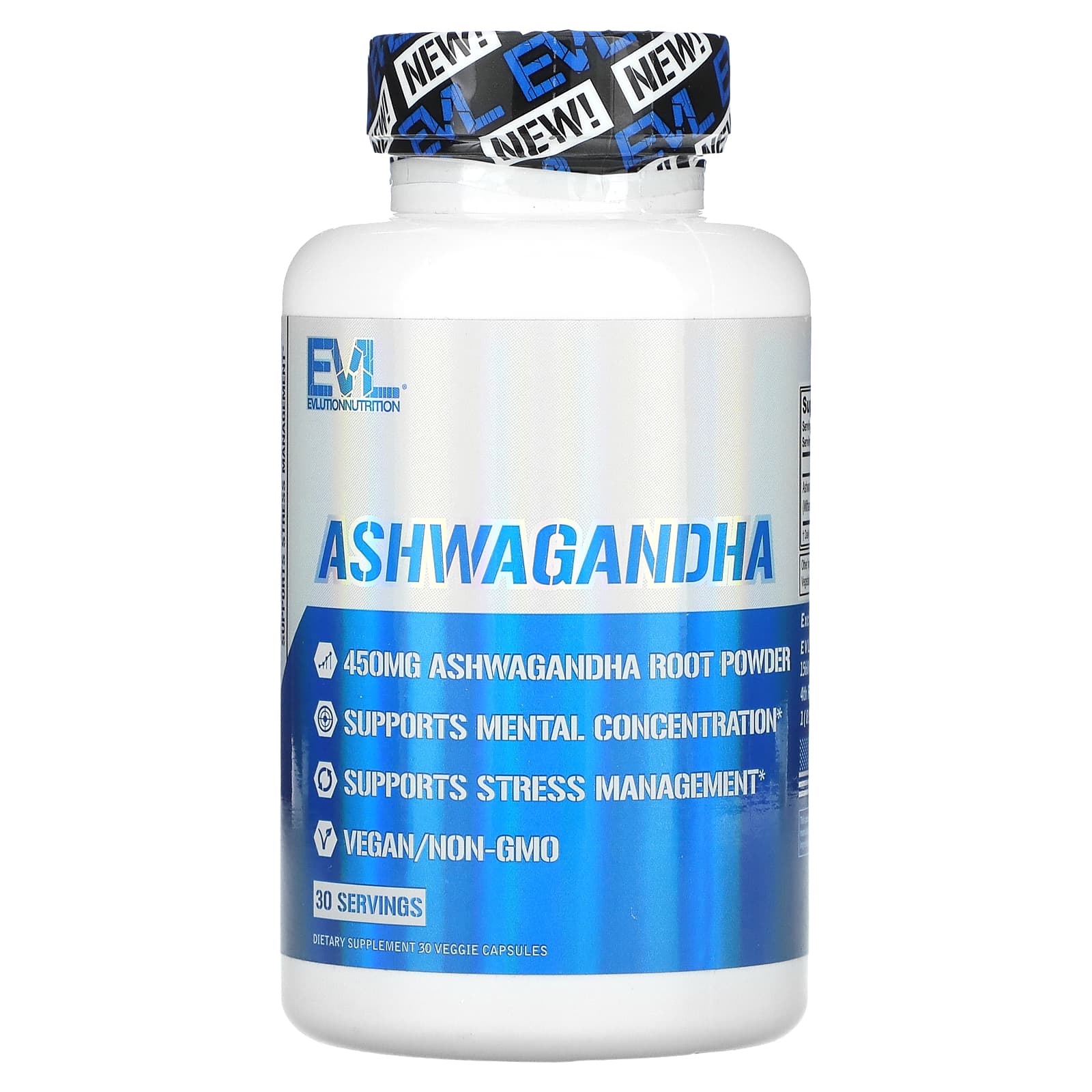 EVLution Nutrition-Ashwagandha-450 mg-30 Veggie Capsules