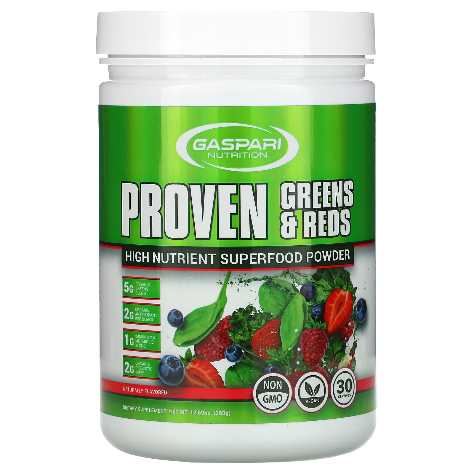 Gaspari Nutrition-Proven Greens & Reds-High Nutrient Superfood Powder-Naturally Flavored-12.69 oz (360 g)