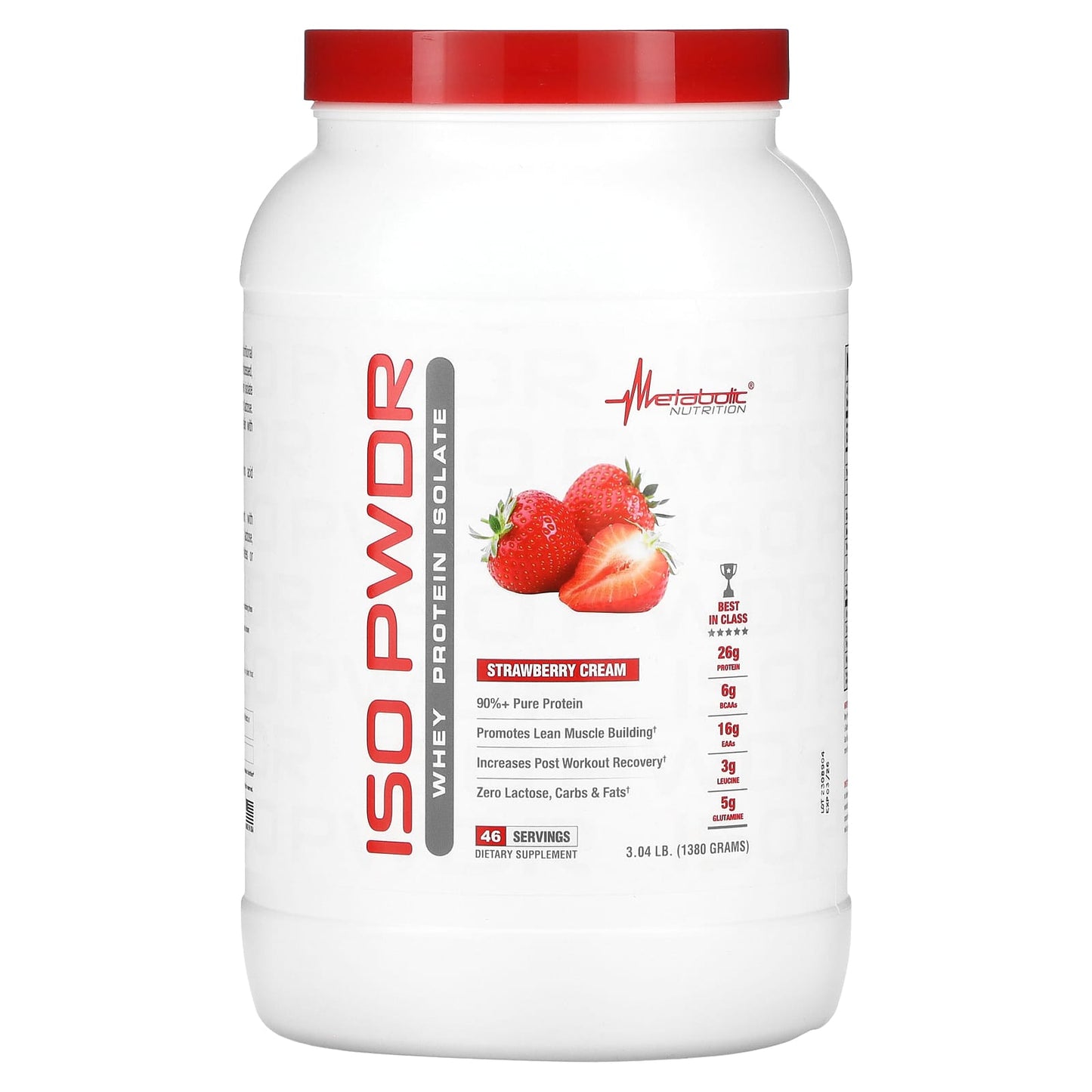 Metabolic Nutrition-ISOpwdr-Whey Protein Isolate-Strawberry Cream-3.04 lb (1,380 g)