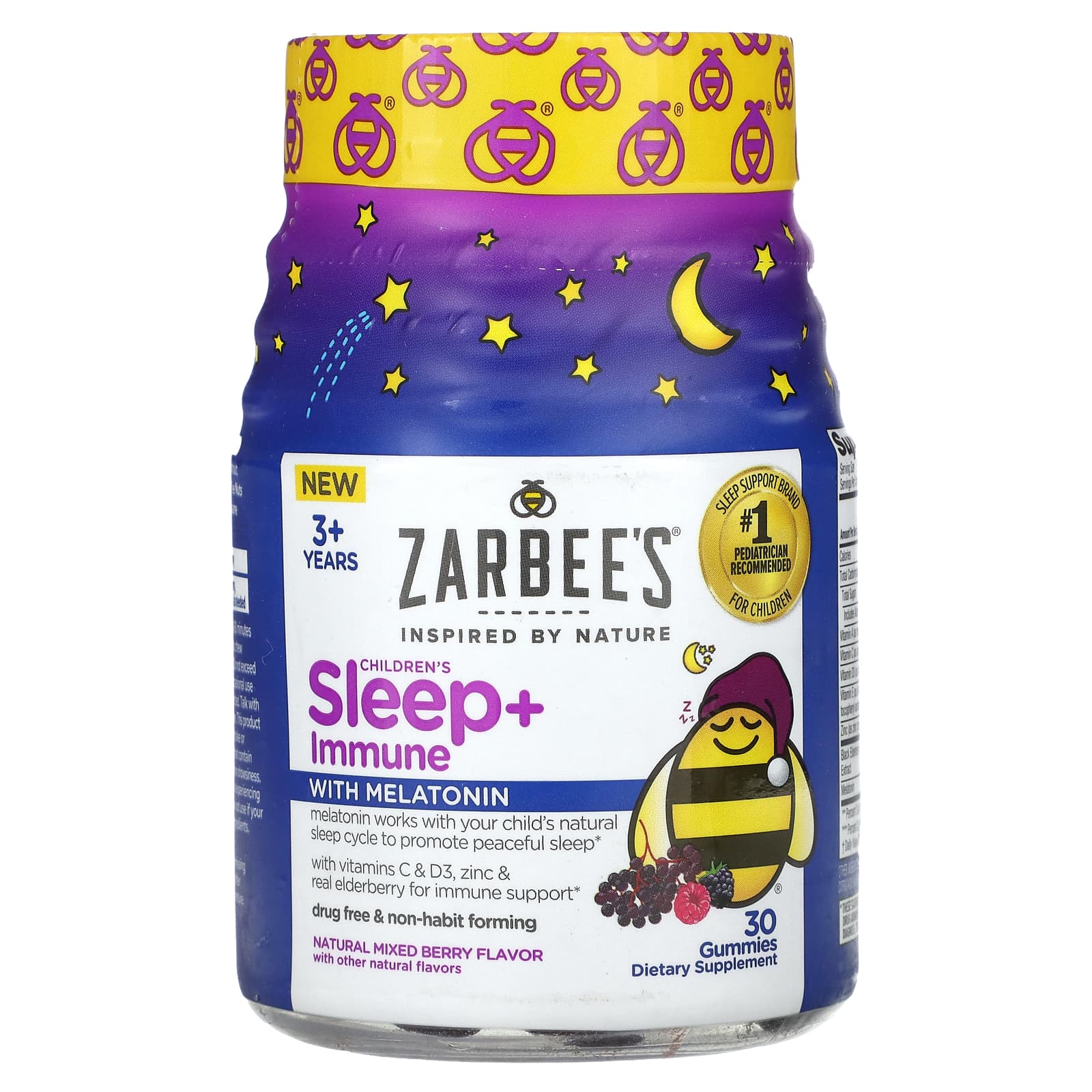 Zarbee's-Children's Sleep + Immune-3+ Years-Natural Mixed Berry-30 Gummies