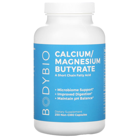 BodyBio-Calcium/ Magnesium Butyrate-250 Non-GMO Capsules