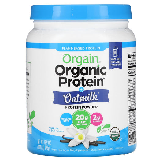 Orgain-Organic Protein Powder + Oatmilk-Plant Based-Vanilla Bean-1.05 lb (479 g)