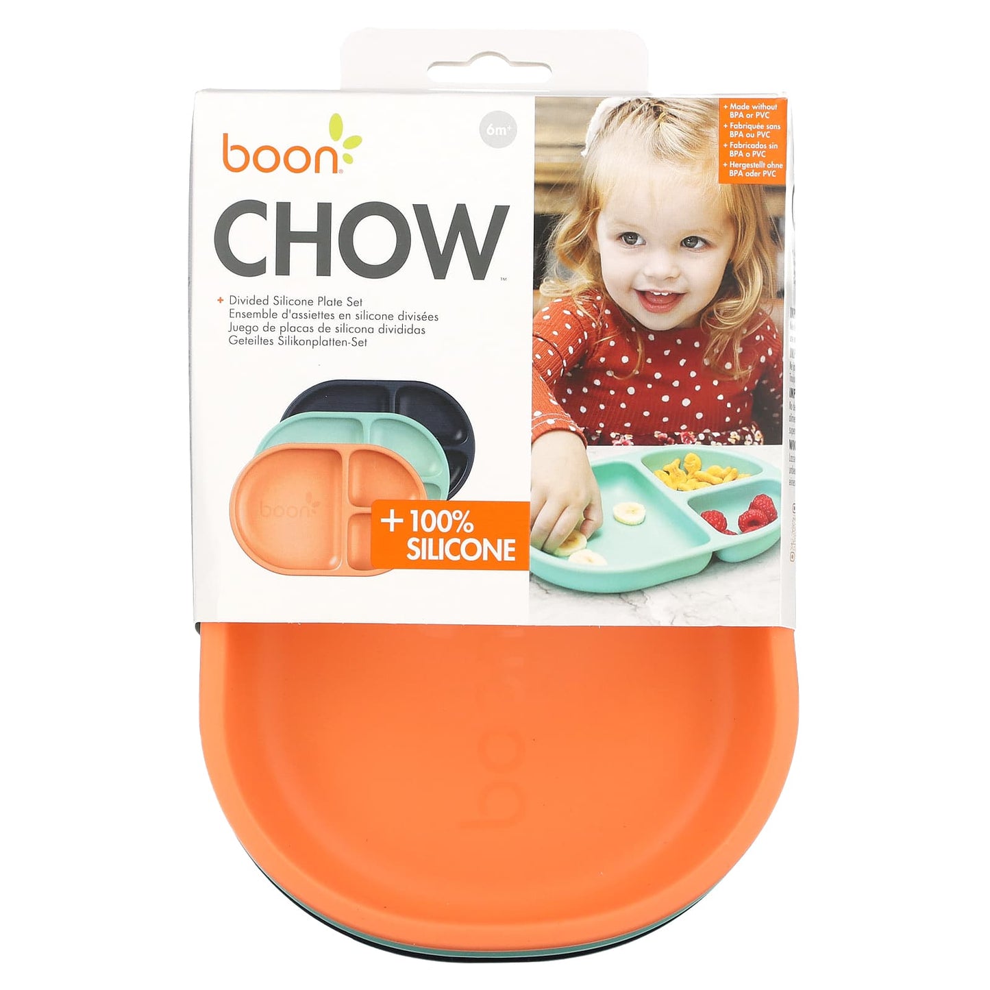 Boon-Chow-Divided Silicone Plate Set-6m+-3 Pack