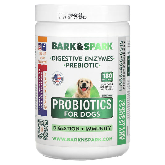 Bark&Spark-Probiotics For Dogs-Chicken-180 Soft Chews-15.2 oz (432 g)