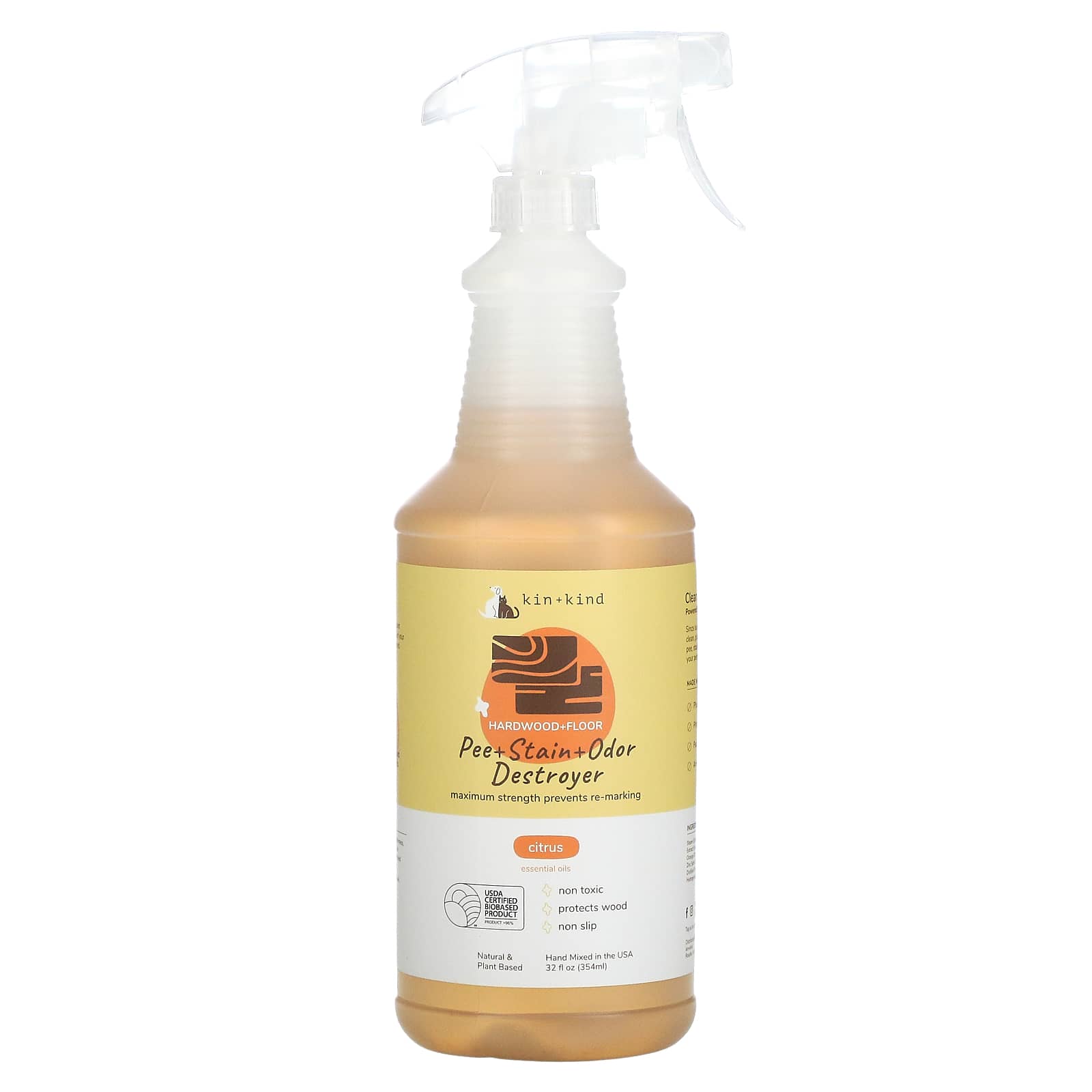 Kin+Kind-Pee + Stain + Odor Destroyer-For Hardwood + Floor-Citrus-32 fl oz (354 ml)