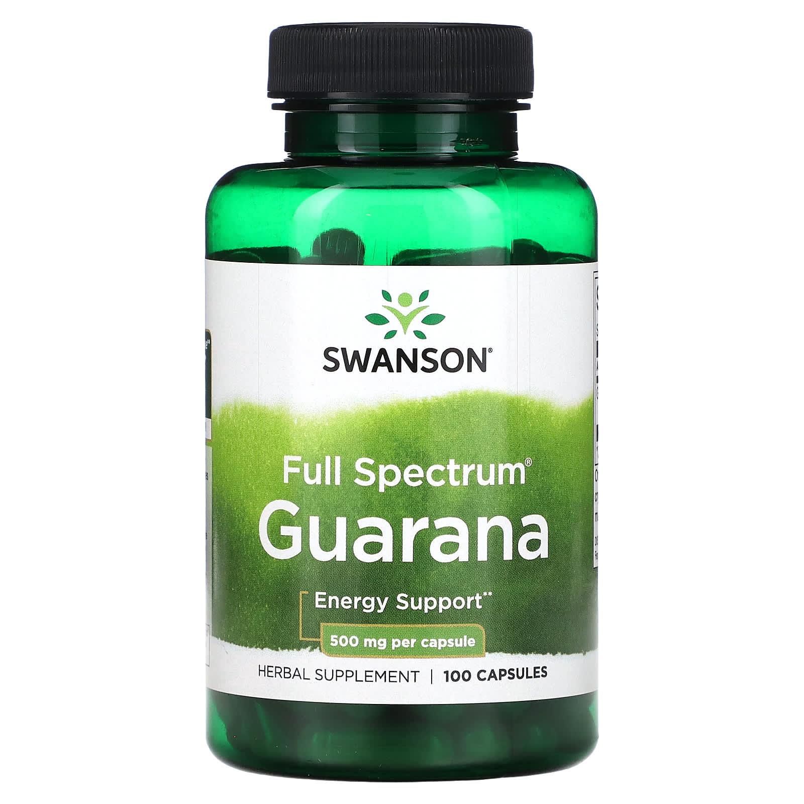 Swanson-Full Spectrum Guarana-500 mg-100 Capsules