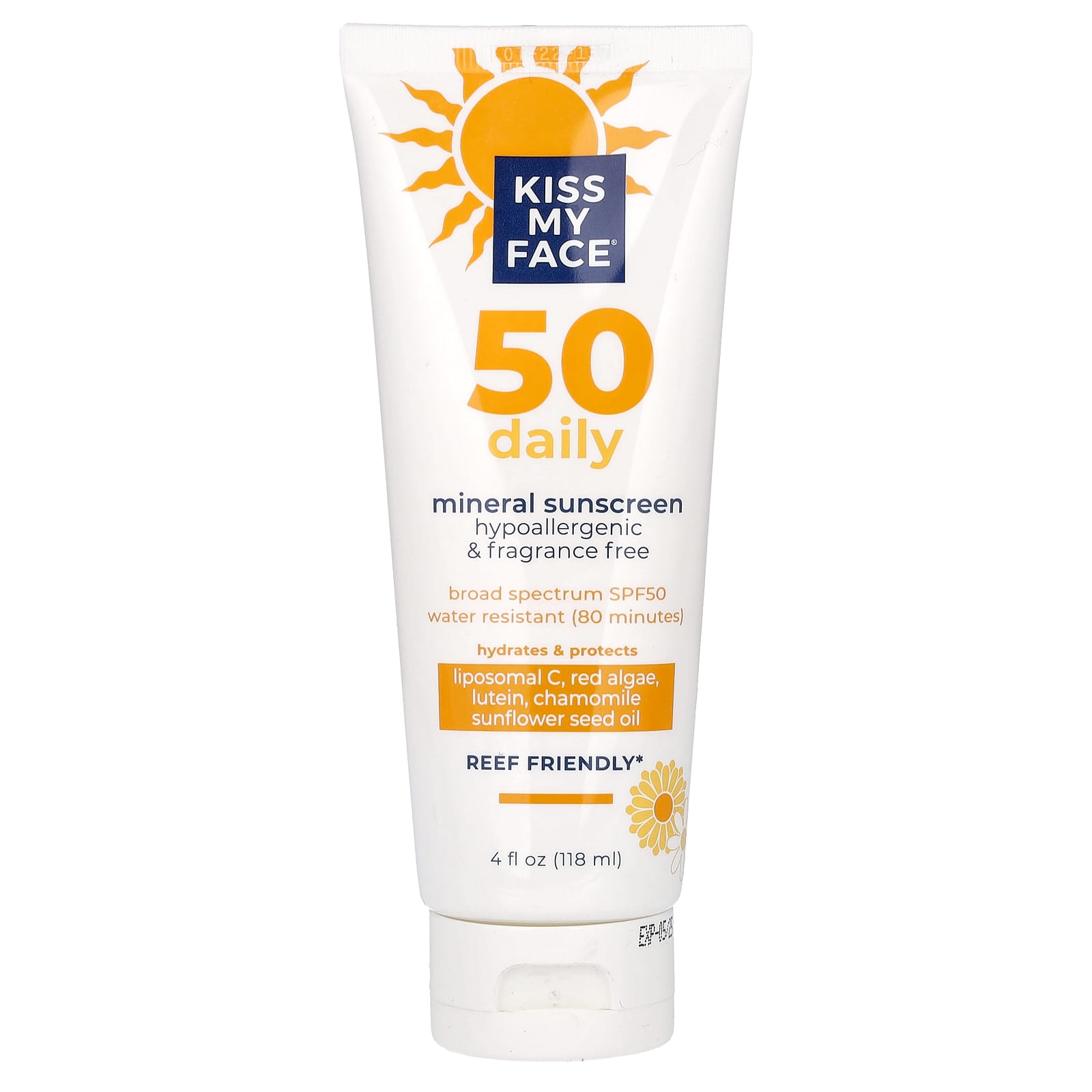 Kiss My Face-50 Daily-Mineral Sunscreen-SPF 50-Fragrance Free-4 fl oz (118 ml)