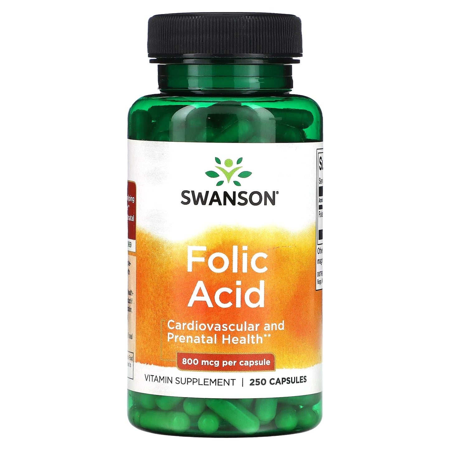 Swanson-Folic Acid-800 mcg-250 Capsules