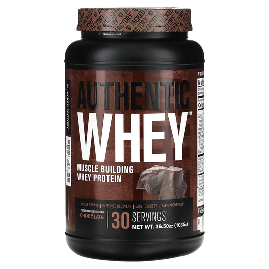 Jacked Factory-Authentic Whey-Muscle Building Whey Protein-Chocolate-36.5 oz (1,035 g)