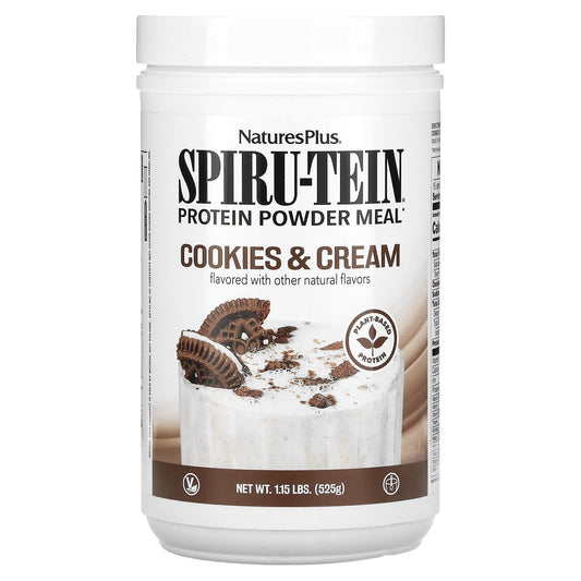 NaturesPlus-Spiru-Tein-Protein Powder Meal-Cookies & Cream-1.15 lbs (525 g)