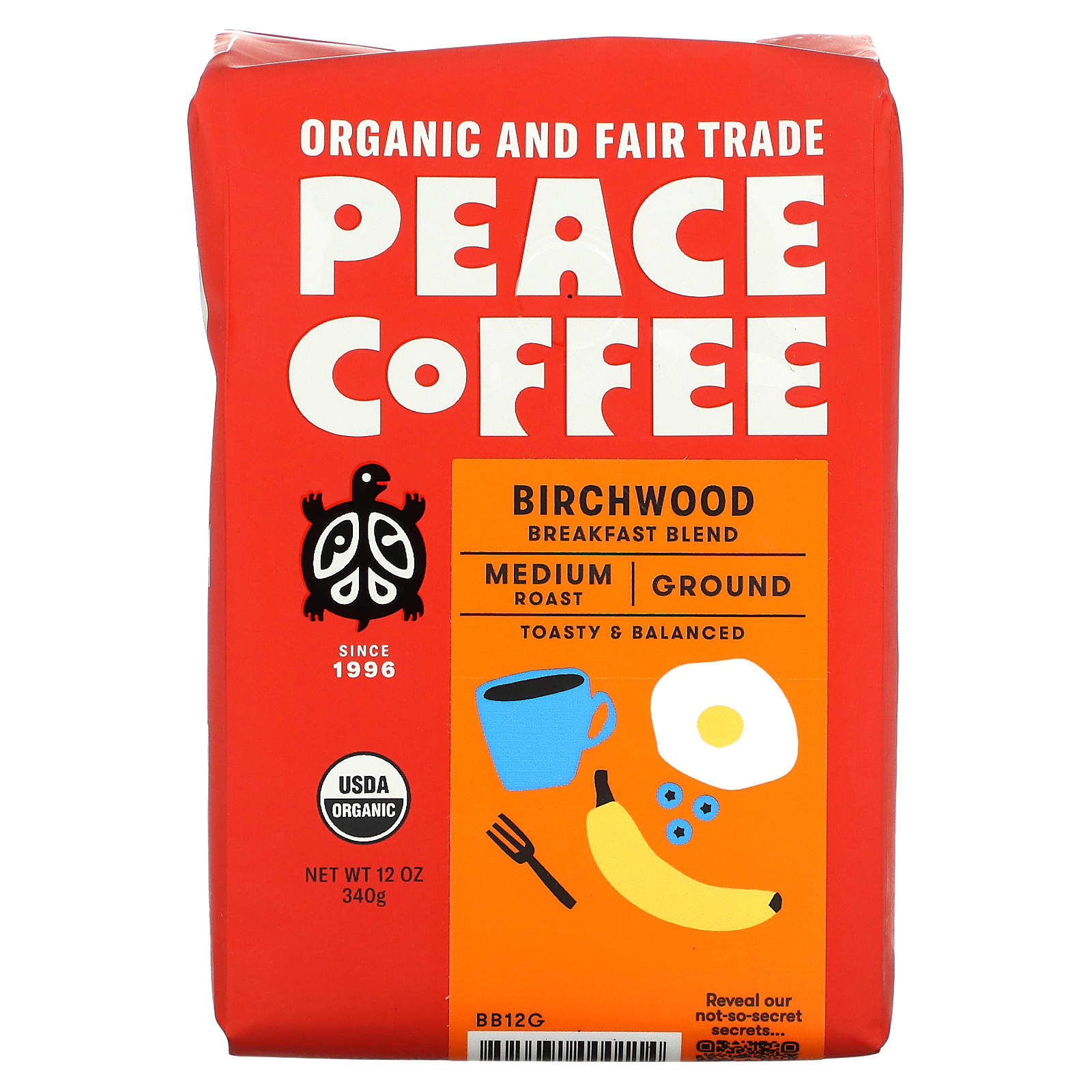 Peace Coffee-Organic Birchwood Breakfast Blend-Ground-Medium Roast-12 oz (340 g)