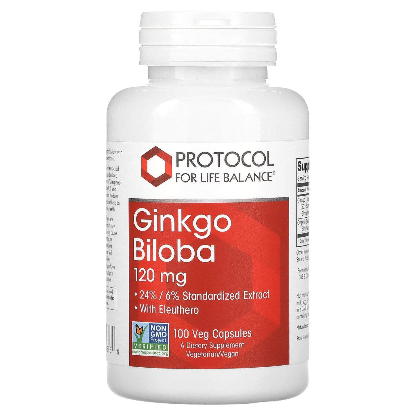 Protocol for Life Balance-Ginkgo Biloba-120 mg-100 Veg Capsules