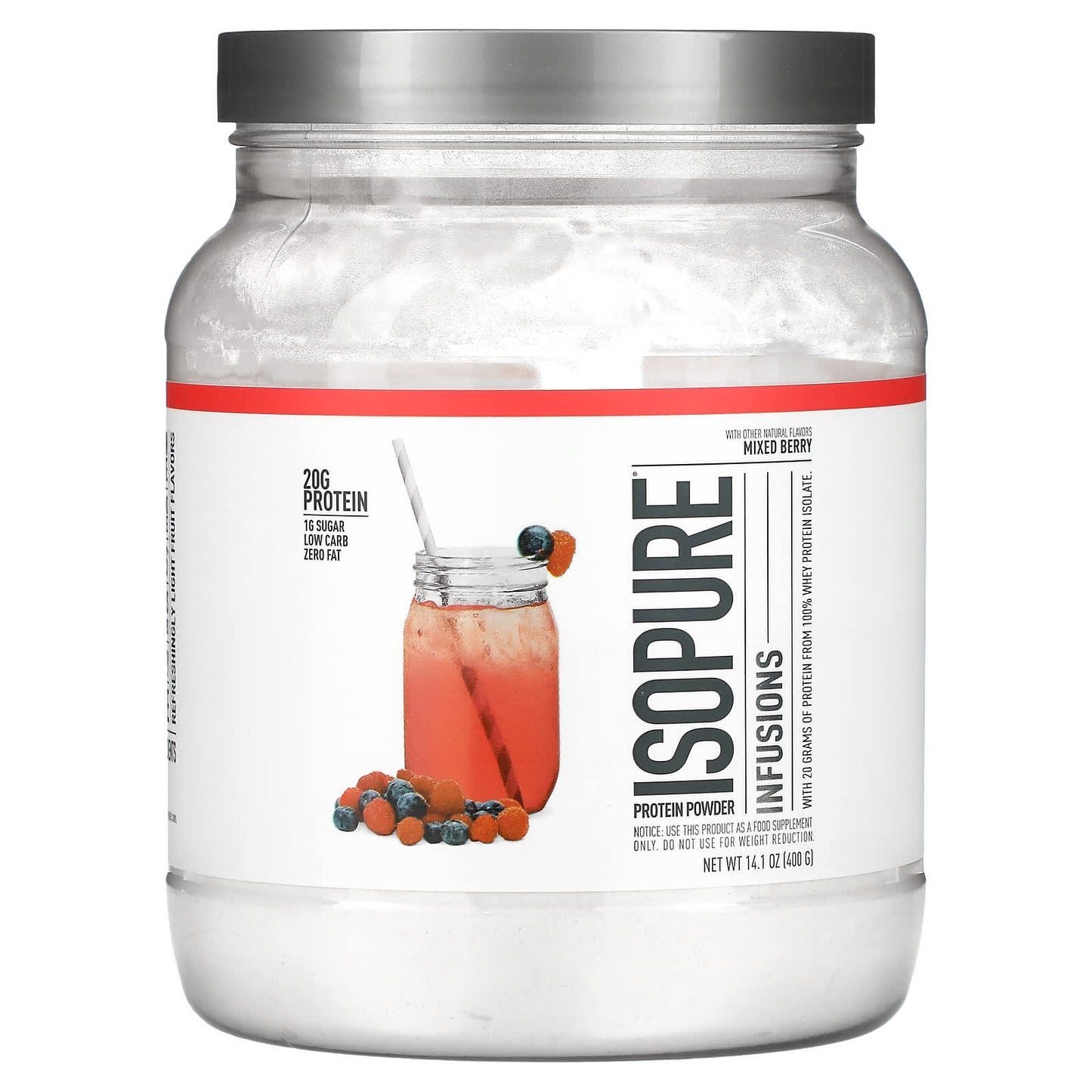 Isopure-Infusions Protein Powder-Mixed Berry-14.1 oz (400 g)