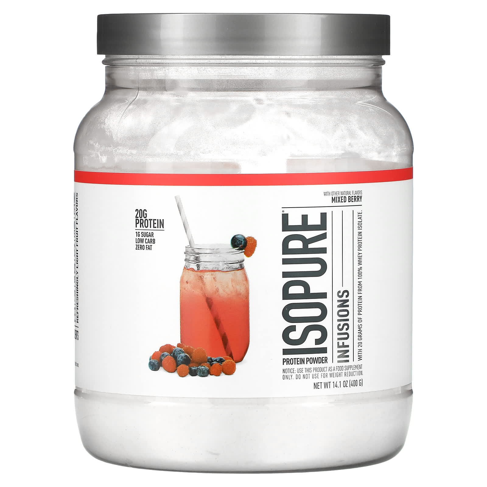 Isopure-Infusions Protein Powder-Mixed Berry-14.1 oz (400 g)