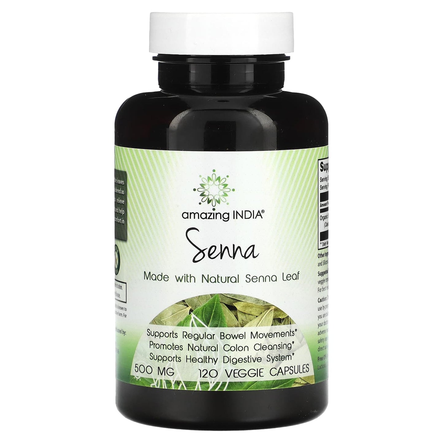 Amazing India-Senna -500 mg -120 Veggie Capsules