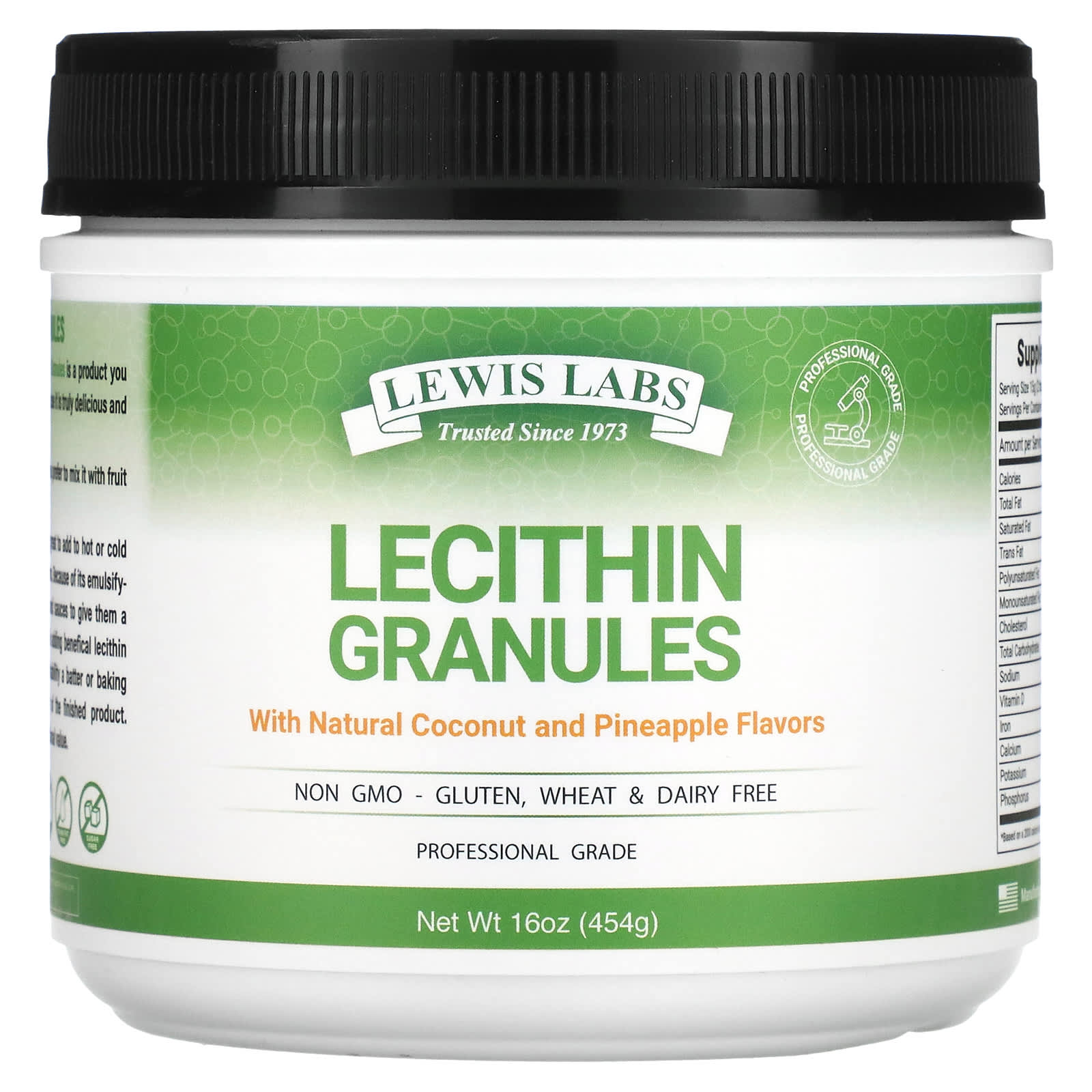 Lewis Labs-Lecithin Granules-Natural Coconut and Pineapple-16 oz (454 g)