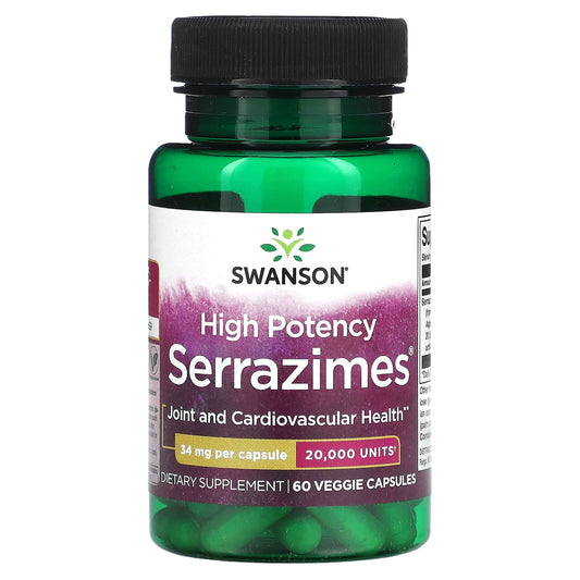 Swanson-High Potency Serrazimes-34 mg-60 Veggie Capsules