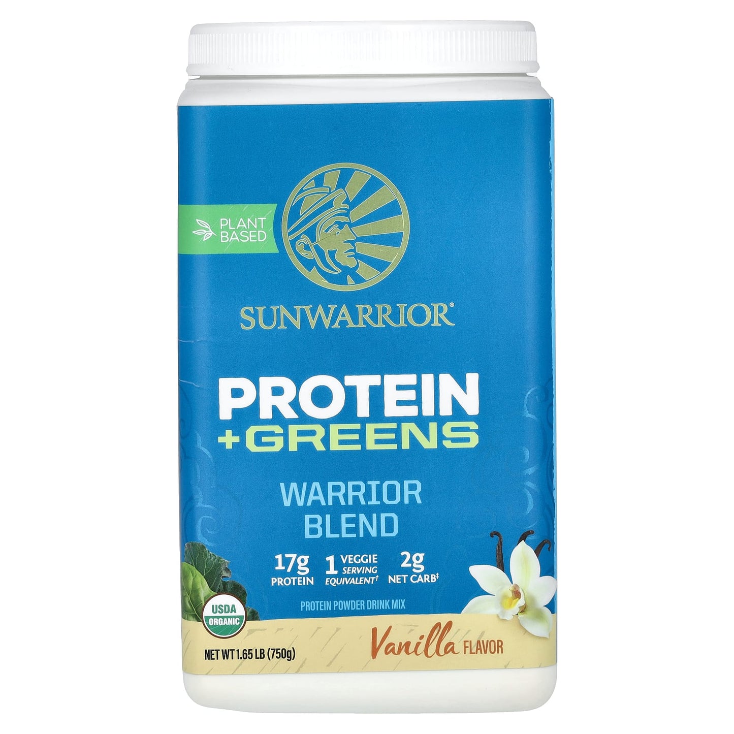 Sunwarrior-Warrior Blend Protein + Greens-Vanilla -1.65 lb (750 g)