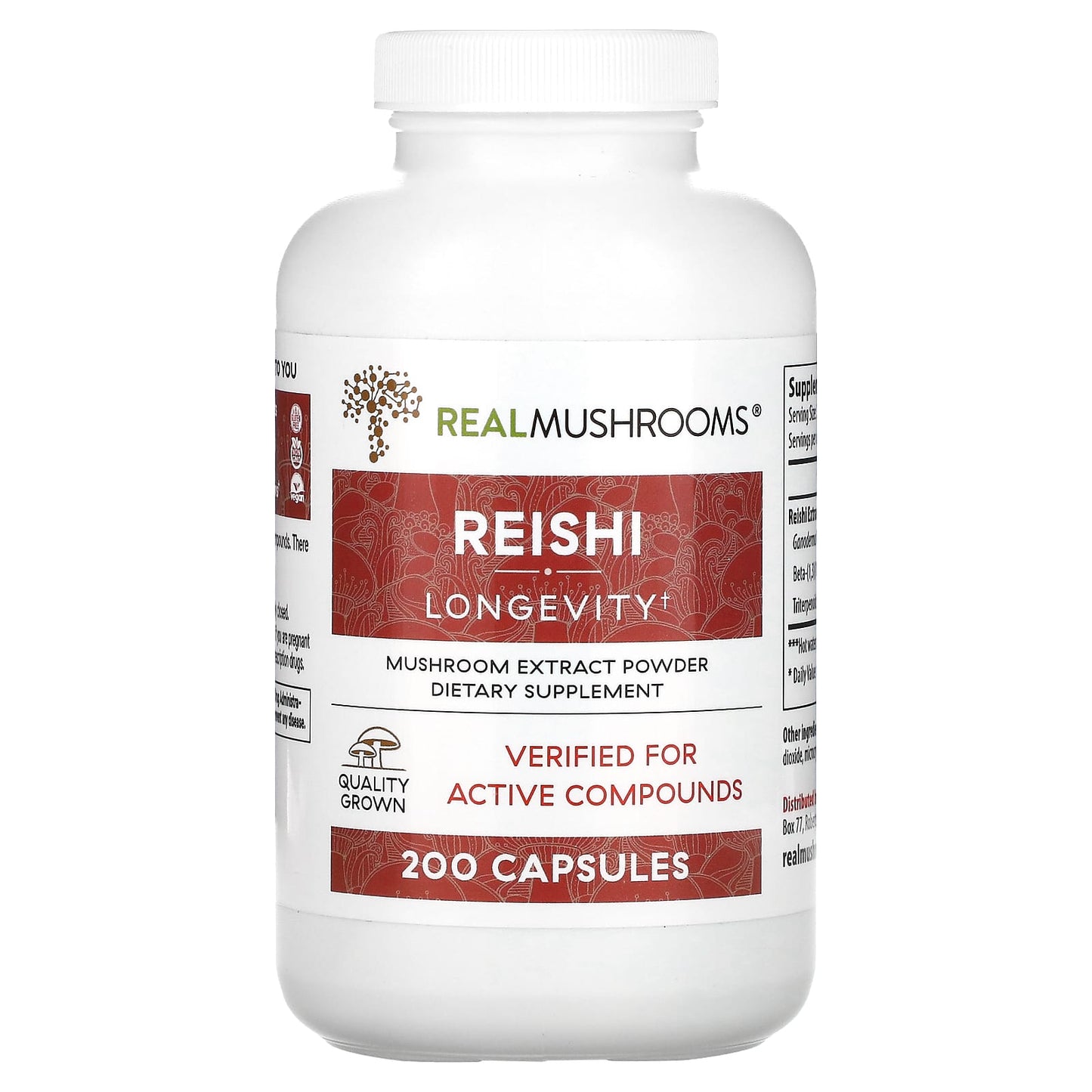 Real Mushrooms-Reishi-Longevity-200 Capsules