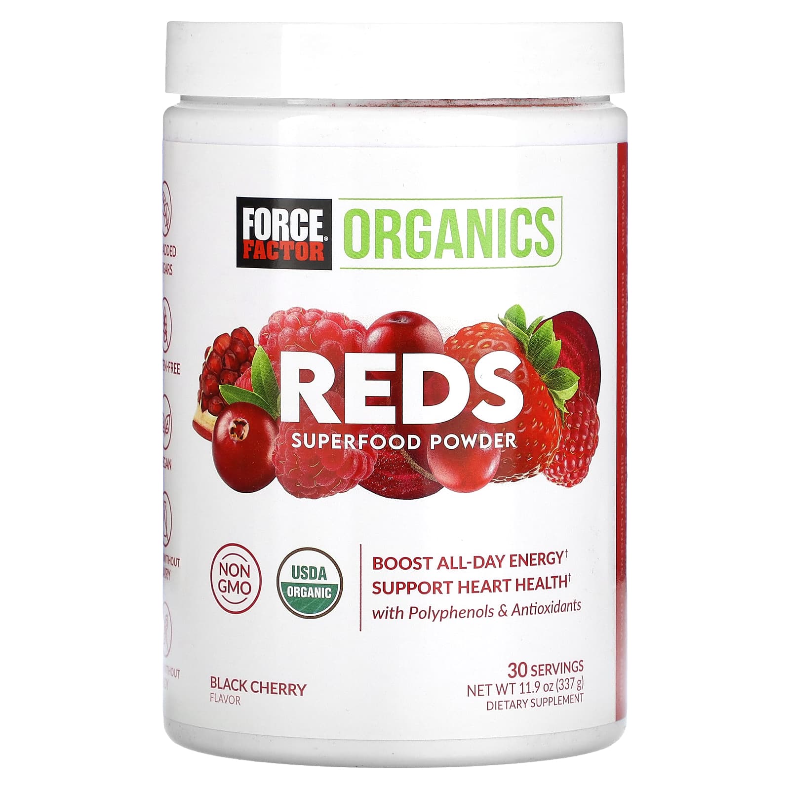 Force Factor-Organics-Reds-Superfood Powder-Black Cherry-11.9 oz (337 g)