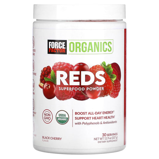 Force Factor-Organics-Reds-Superfood Powder-Black Cherry-11.9 oz (337 g)