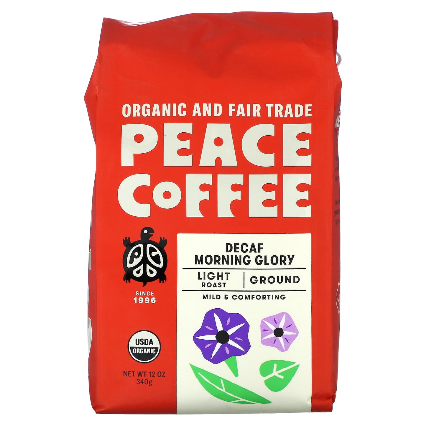 Peace Coffee-Organic Morning Glory-Ground-Light Roast-Decaf-12 oz (340 g)