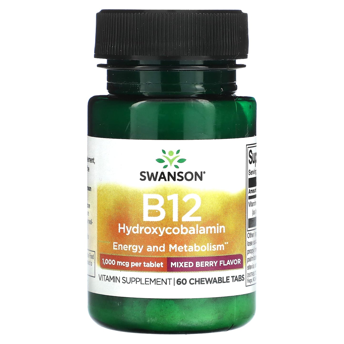 Swanson-B12 Hydroxycobalamin-Mixed Berry-1,000 mcg-60 Chewable Tabs