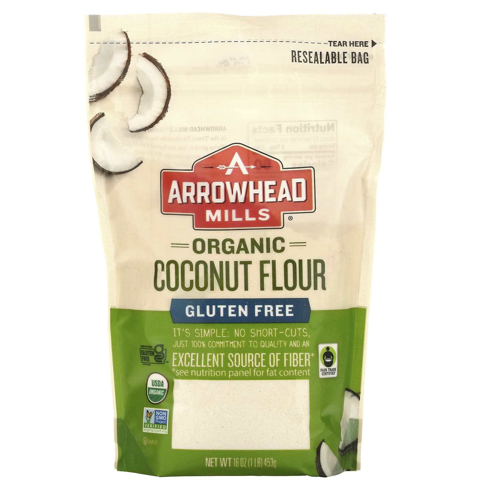 Arrowhead Mills-Organic Coconut Flour-Gluten Free-16 oz (453 g)