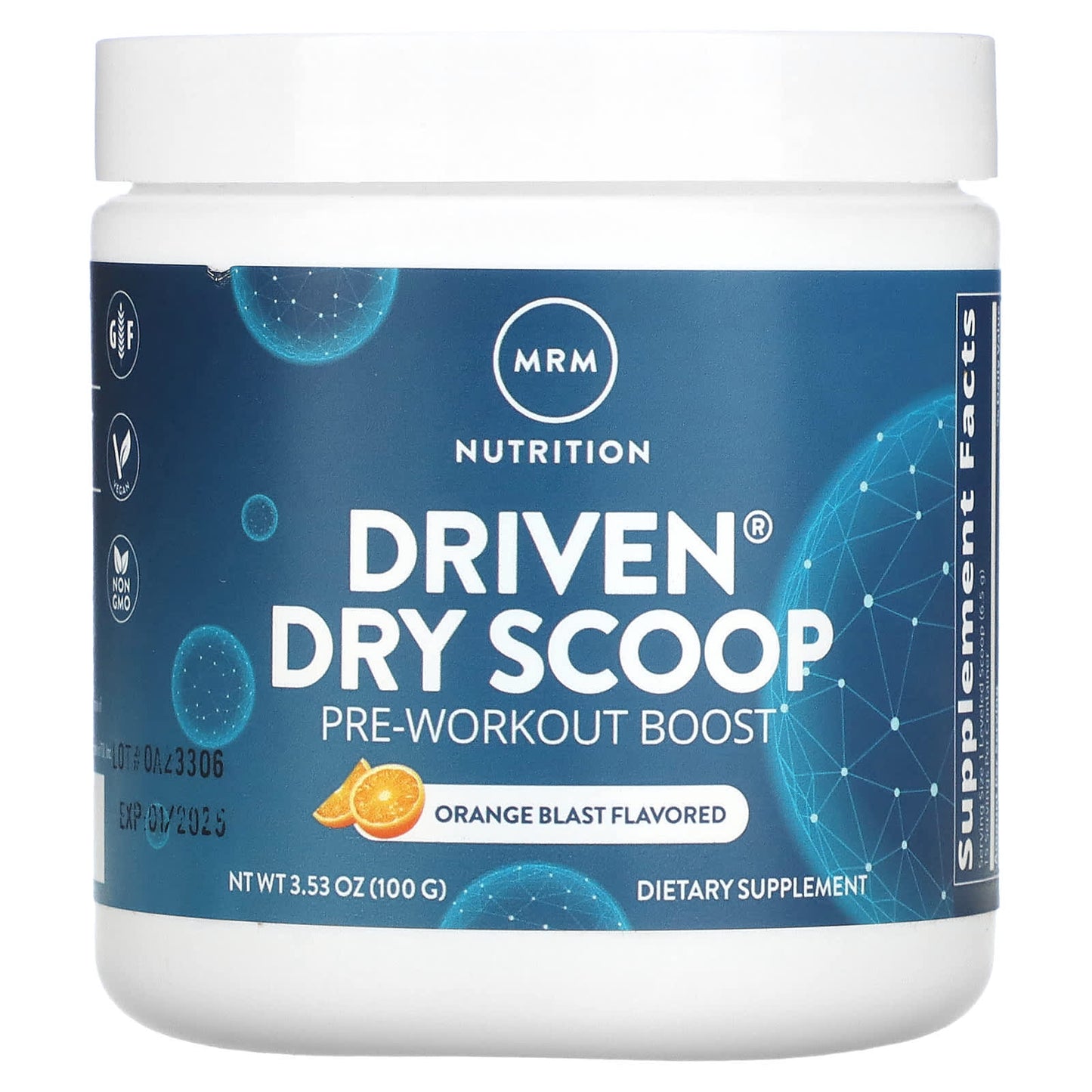 MRM Nutrition-Driven Dry Scoop-Pre-Workout Boost-Orange Blast-3.53 oz (100 g)