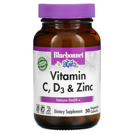 Bluebonnet Nutrition-Vitamin C-D3 & Zinc-50 Vegetable Capsules