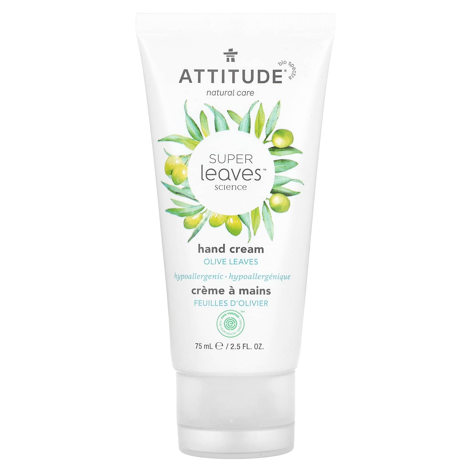 ATTITUDE-Super Leaves Science-Hand Cream-Olive Leaves -2.5 fl oz (75 ml)