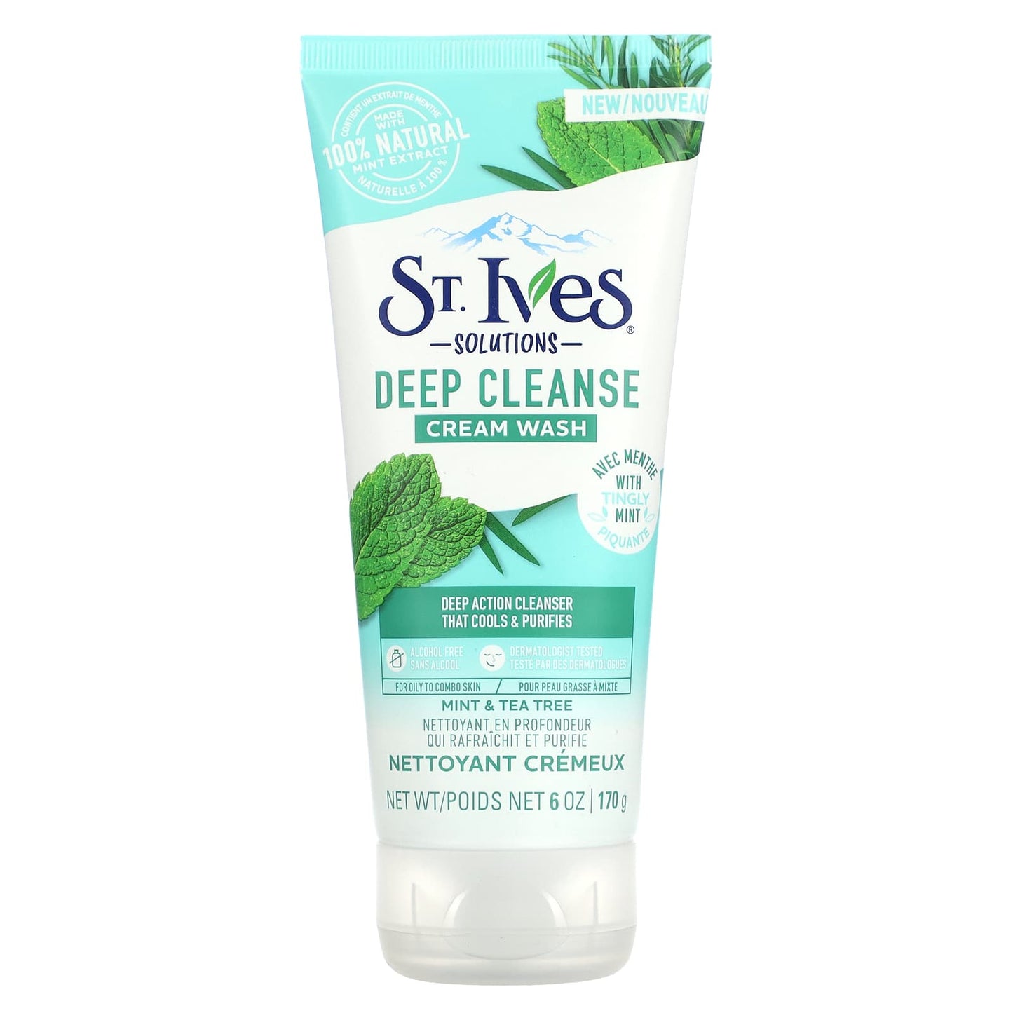 St. Ives-Solutions-Deep Cleanse Cream Wash-Mint & Tea Tree-6 oz (170 g)