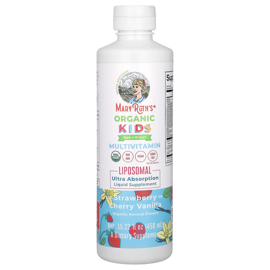 MaryRuth's-Organic Kids-Multivitamin Liposomal-Ages 4-13 Years-Strawberry Cherry Vanilla-15.22 fl oz (450 ml)