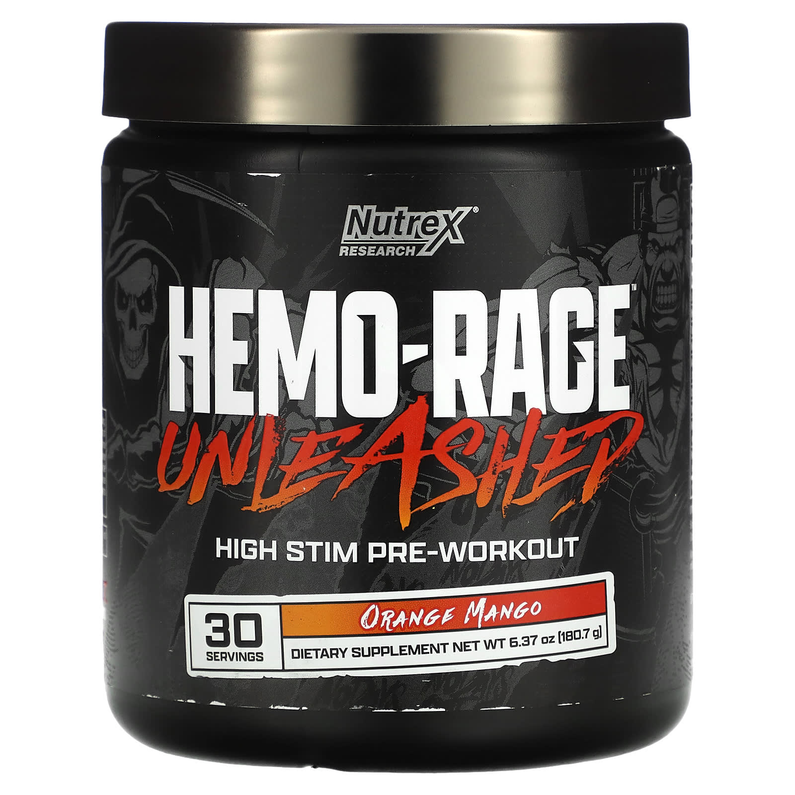 Nutrex Research-Hemo-Rage Unleashed-High Stim Pre-Workout-Orange Mango-6.37 oz (180.7 g)