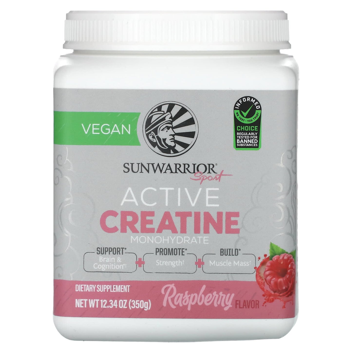 Sunwarrior-Sport-Active Creatine Monohydrate-Raspberry-12.34 oz (350 g)