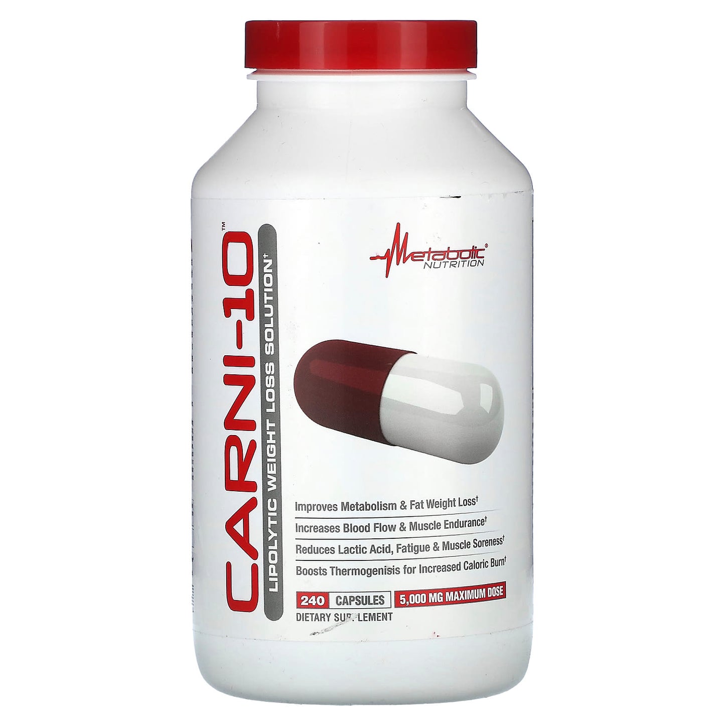 Metabolic Nutrition-Carni-10-5,000 mg-240 Capsules (625 mg per Capsule)