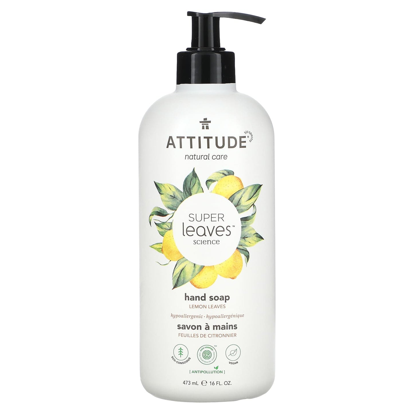 ATTITUDE-Super Leaves Science-Hand Soap-Lemon Leaves-16 fl oz (473 ml)